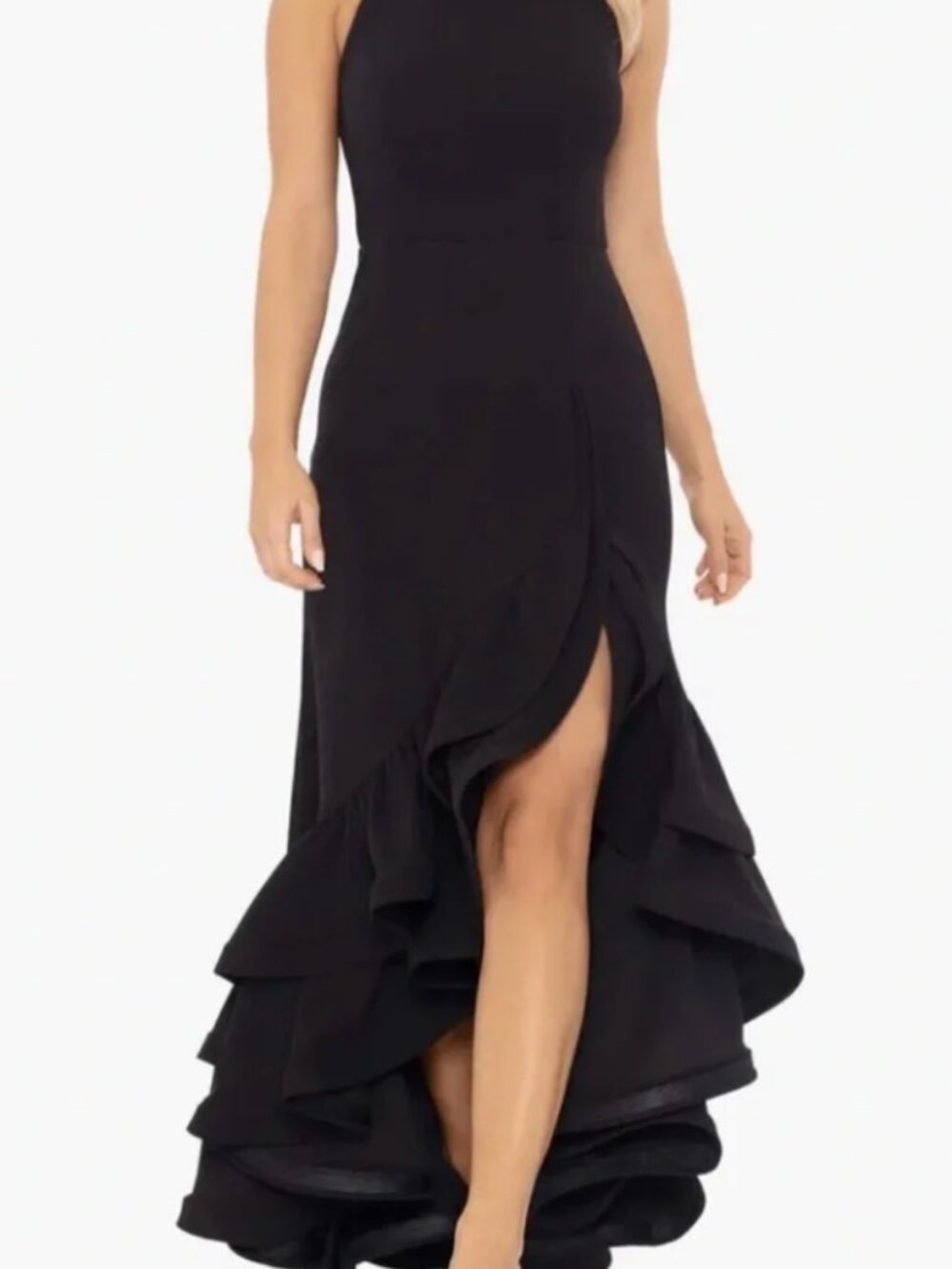 Black Formal Ruffle Layered Maxi Dress - Betsy Adam